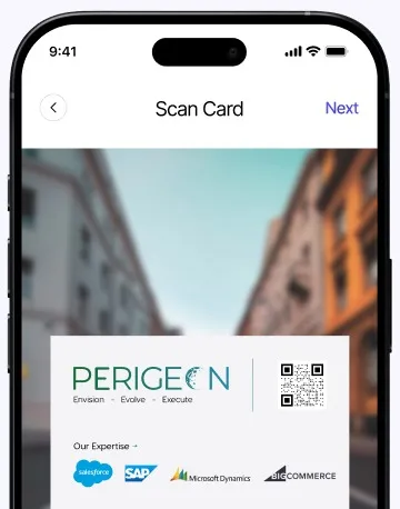 Business card in the PeriScan scanner